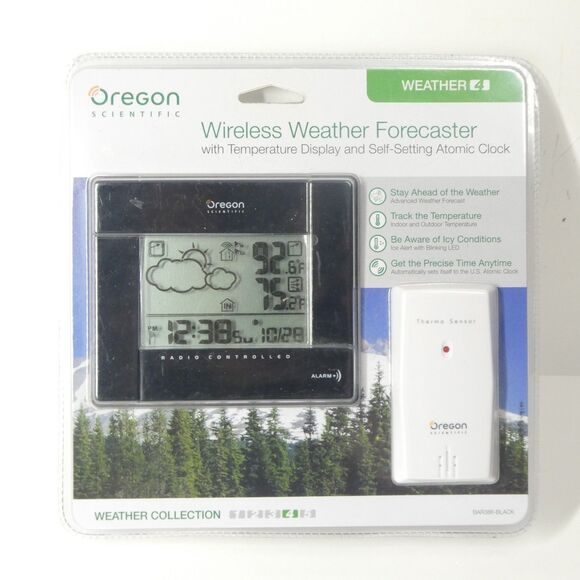 Oregon Scientific Wireless Weather Forecaster 4 BAR386 Black SEALED UNUSED - Picture 1 of 10